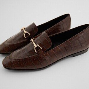 ZARA Animal Print Leather Loafers